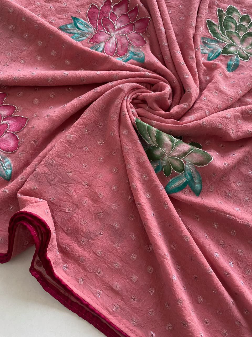 Soft crushed chiffon georgette saree