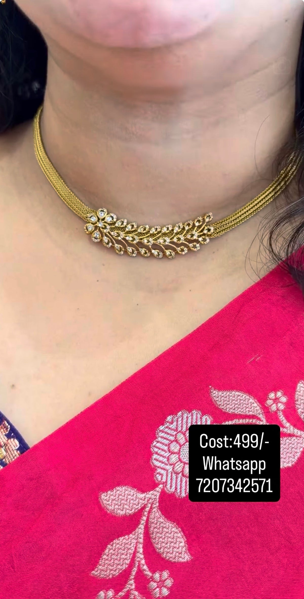 Beautiful Cz stones nanpatti necklace with pushback earrings