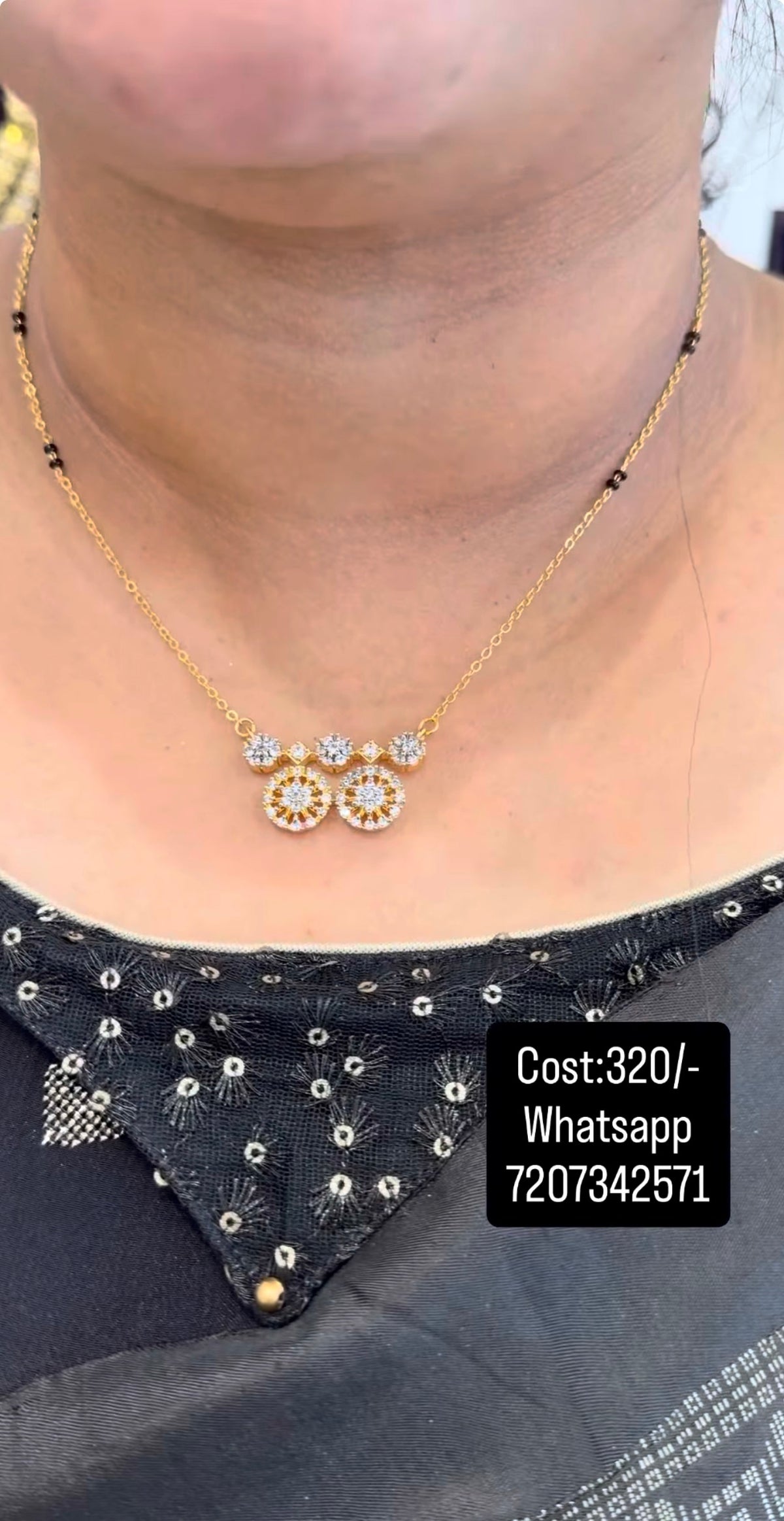 Beautiful CZ stones mangalsutra pendant with chandraharam chain 18 inchs long