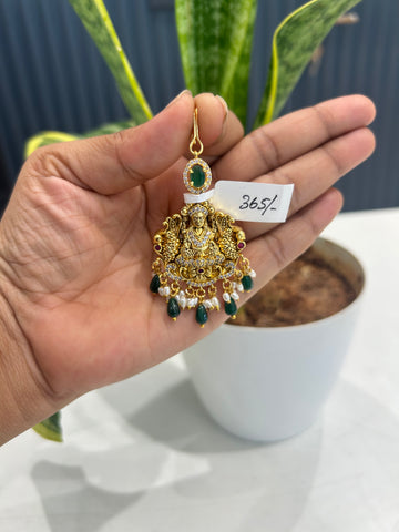 Beautiful Lakshmi devi tikka with green beads