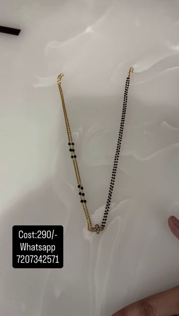 Beautiful simple locket chandraharam & blackbeads chain 18 inchs long