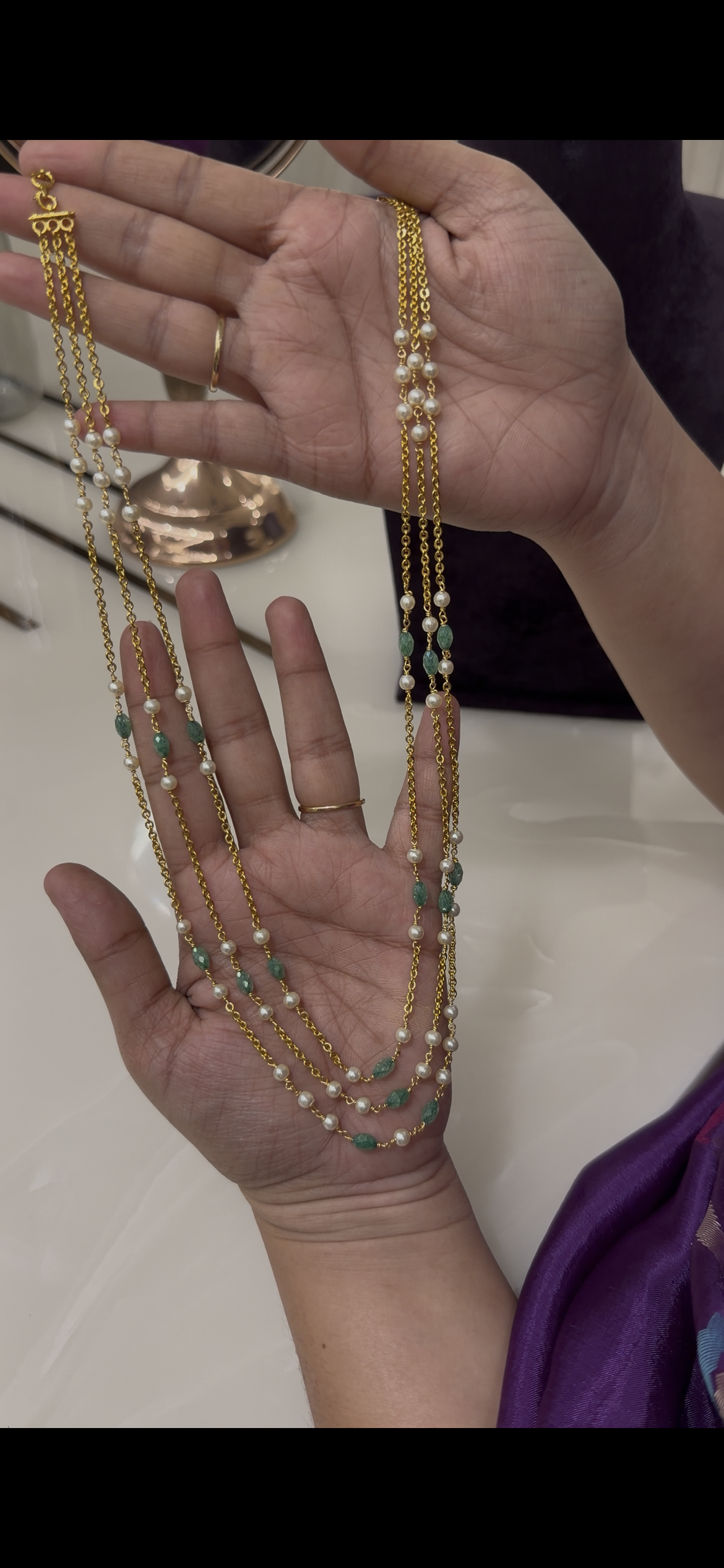 Beautiful handmaking chandraharam & beads chain 18 to 20 inchs long