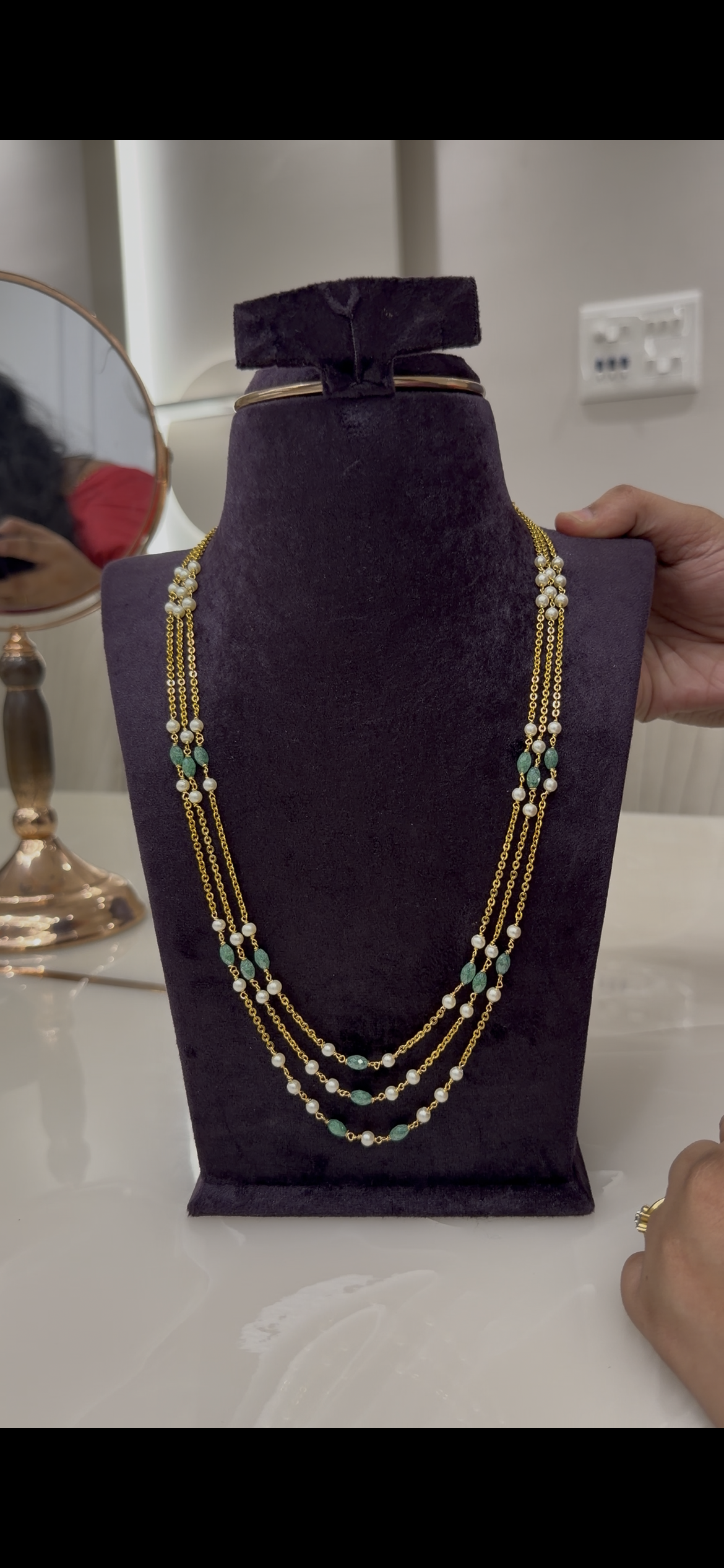 Beautiful handmaking chandraharam & beads chain 18 to 20 inchs long