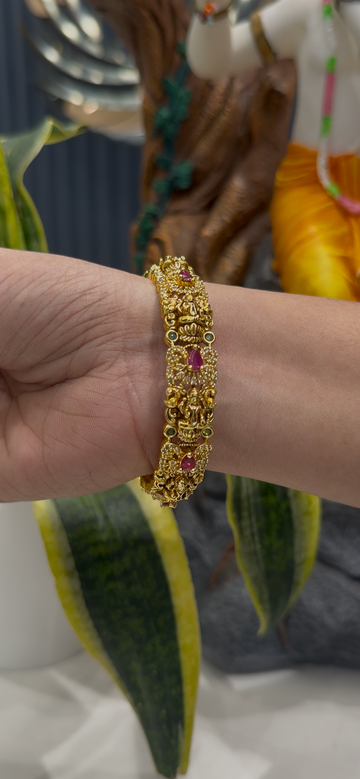 Beautifu Lakshmi devi & ruby stone openable kada bangle