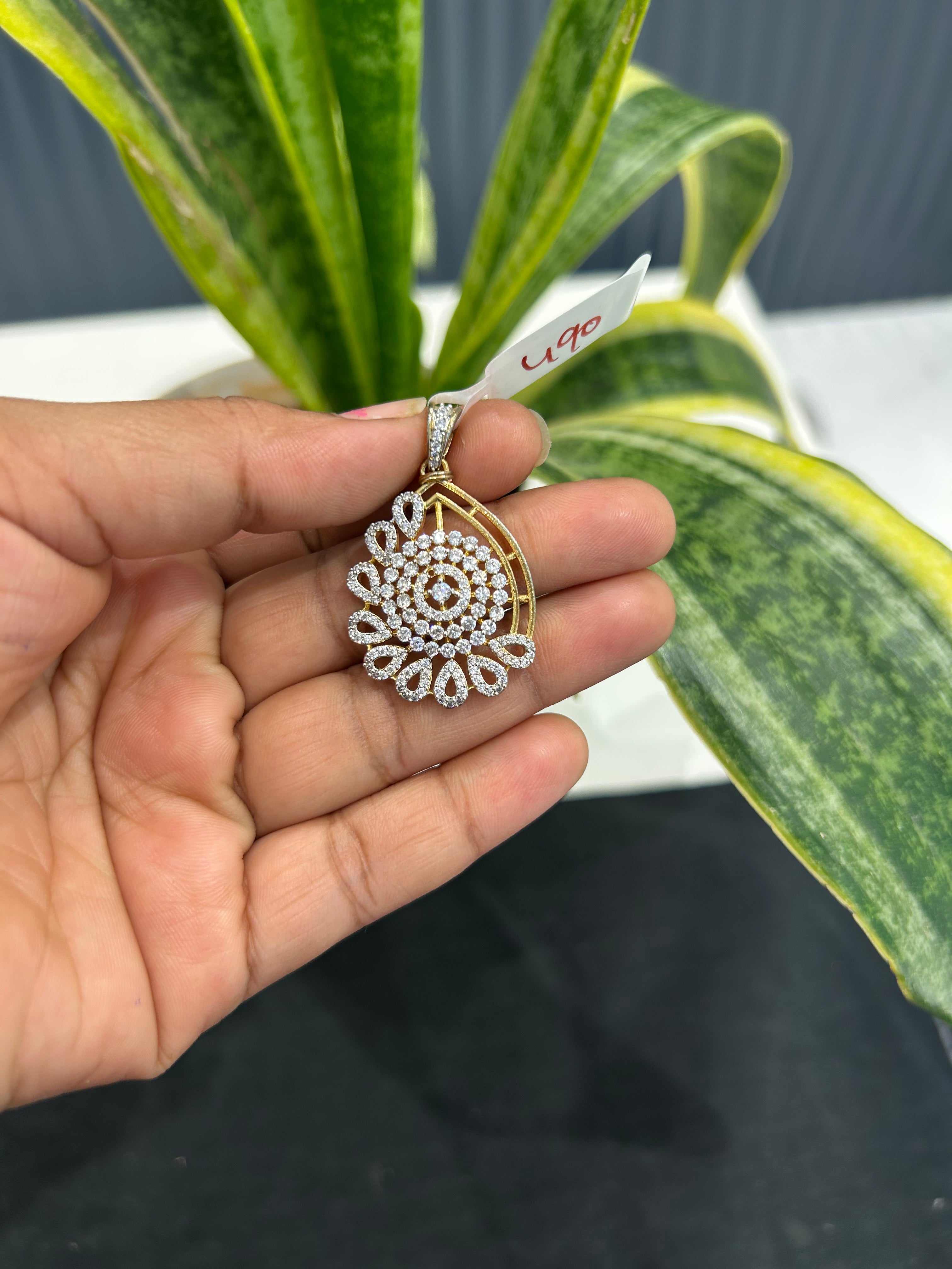 Beautiful diamond replica white stone pendant set with pushback earrings