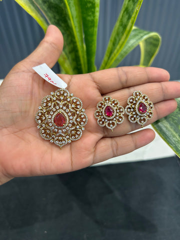 Beautiful ruby stone pendant set with backhook