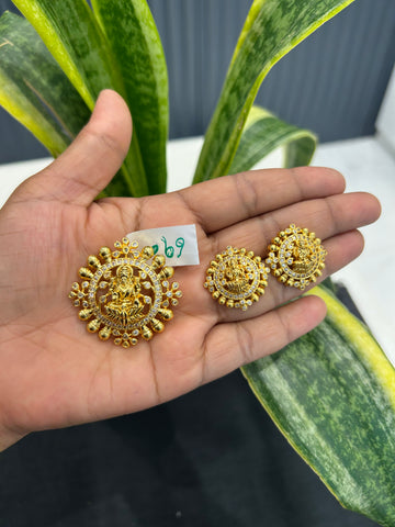 Beautiful Lakshmi devi pendant set with backhook