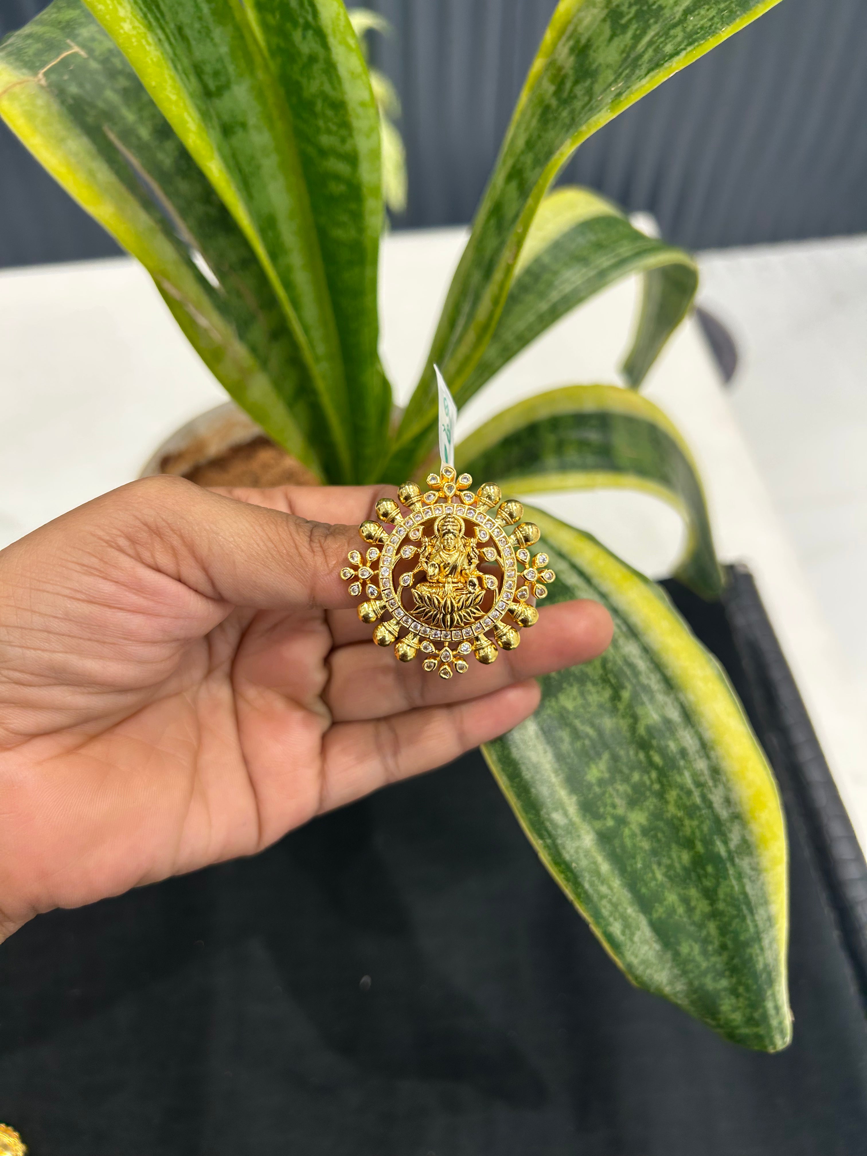Beautiful Lakshmi devi pendant set with backhook