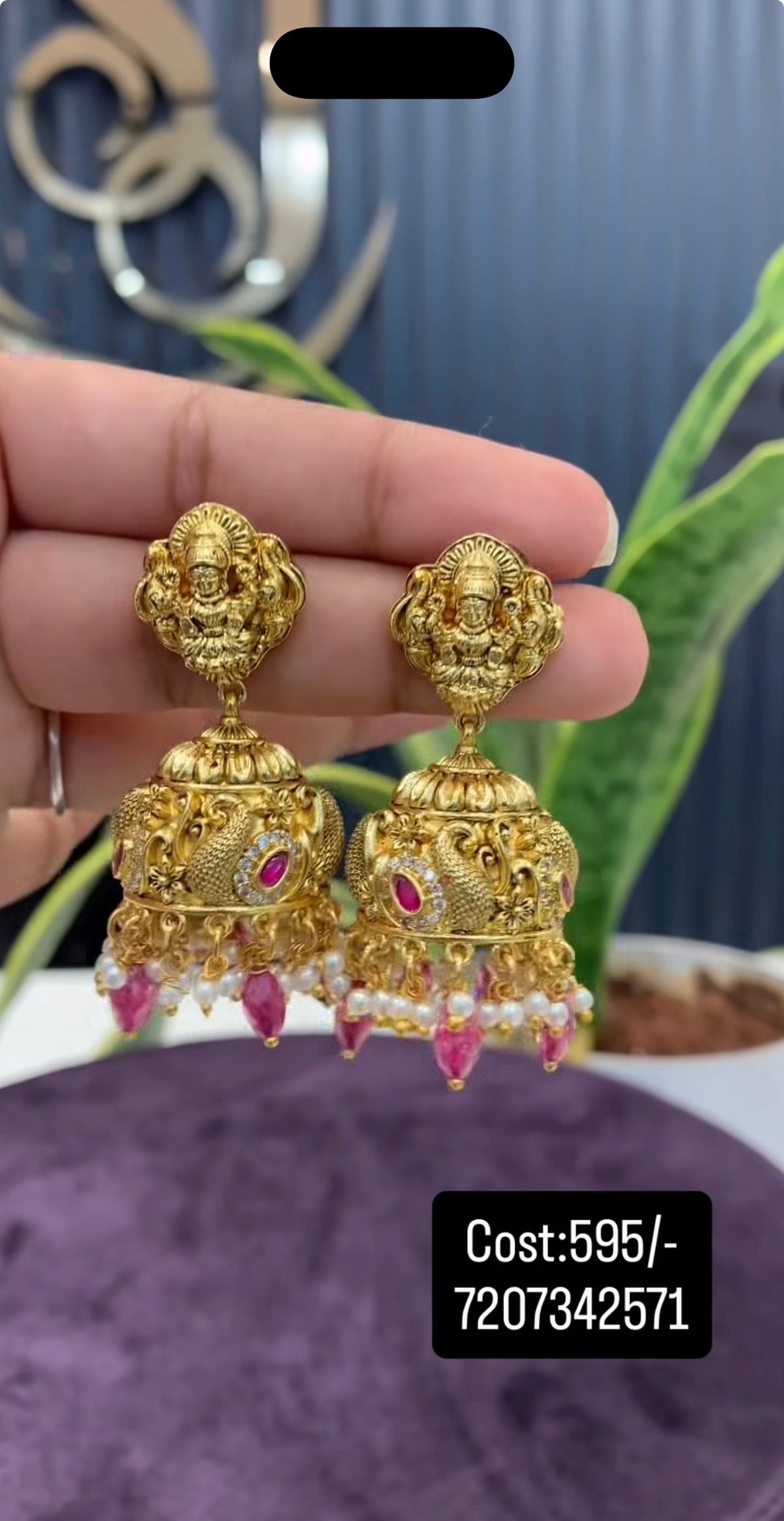 Beautiful Lakshmi devi & peacock design junkies with pushback