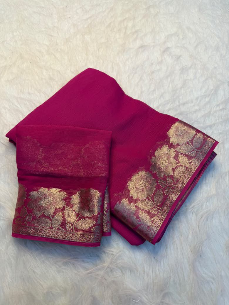 Viscous crepe chiffon georgette saree