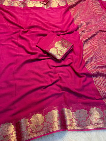 Viscous crepe chiffon georgette saree