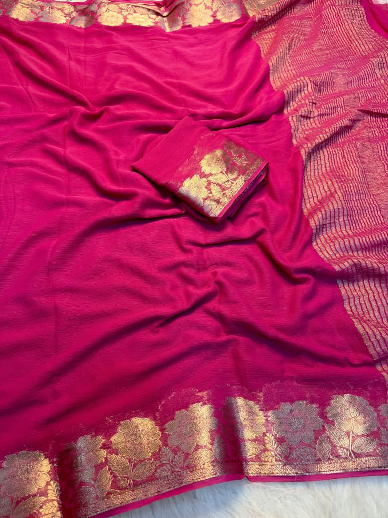 Viscous crepe chiffon georgette saree
