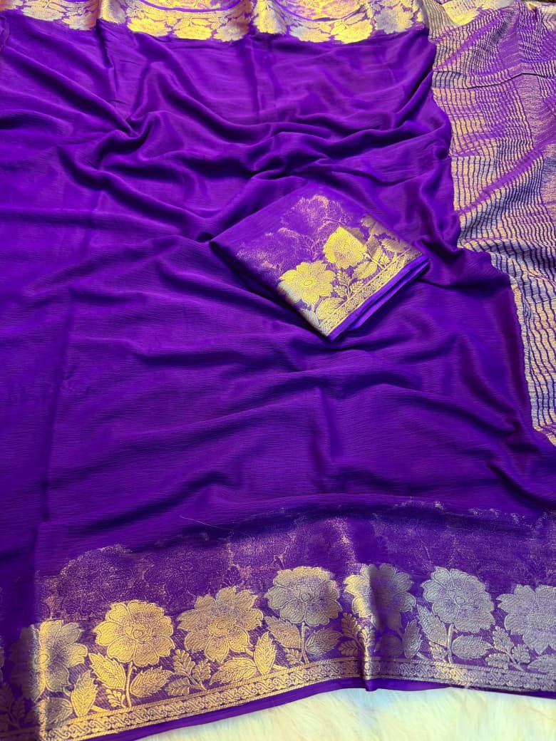 Viscose  crepe chiffon georgette saree