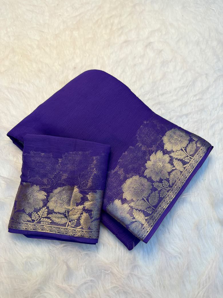 Viscose  crepe chiffon georgette saree