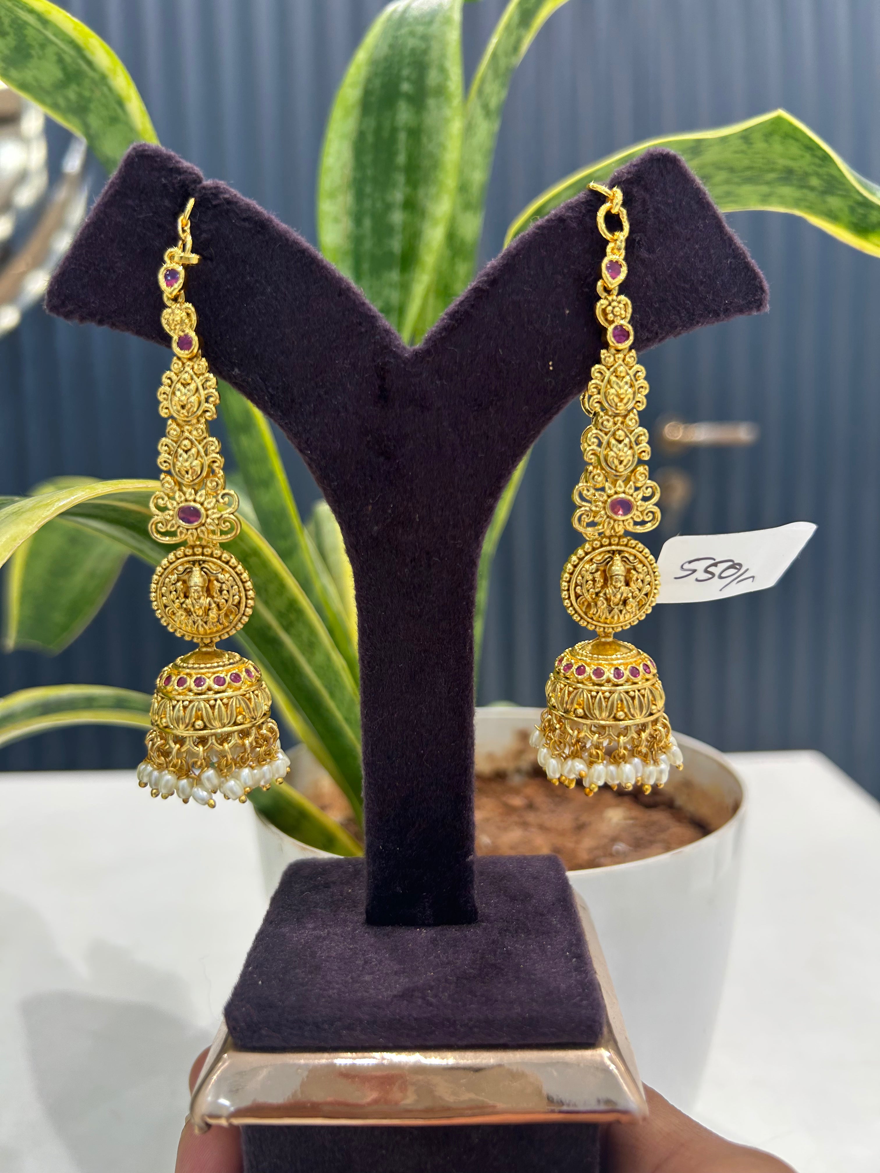 Beautiful Lakshmi devi pushback  jumkis attached with matilu
