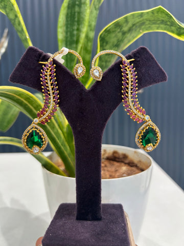Beautiful CZ stones earcufffs with pushback