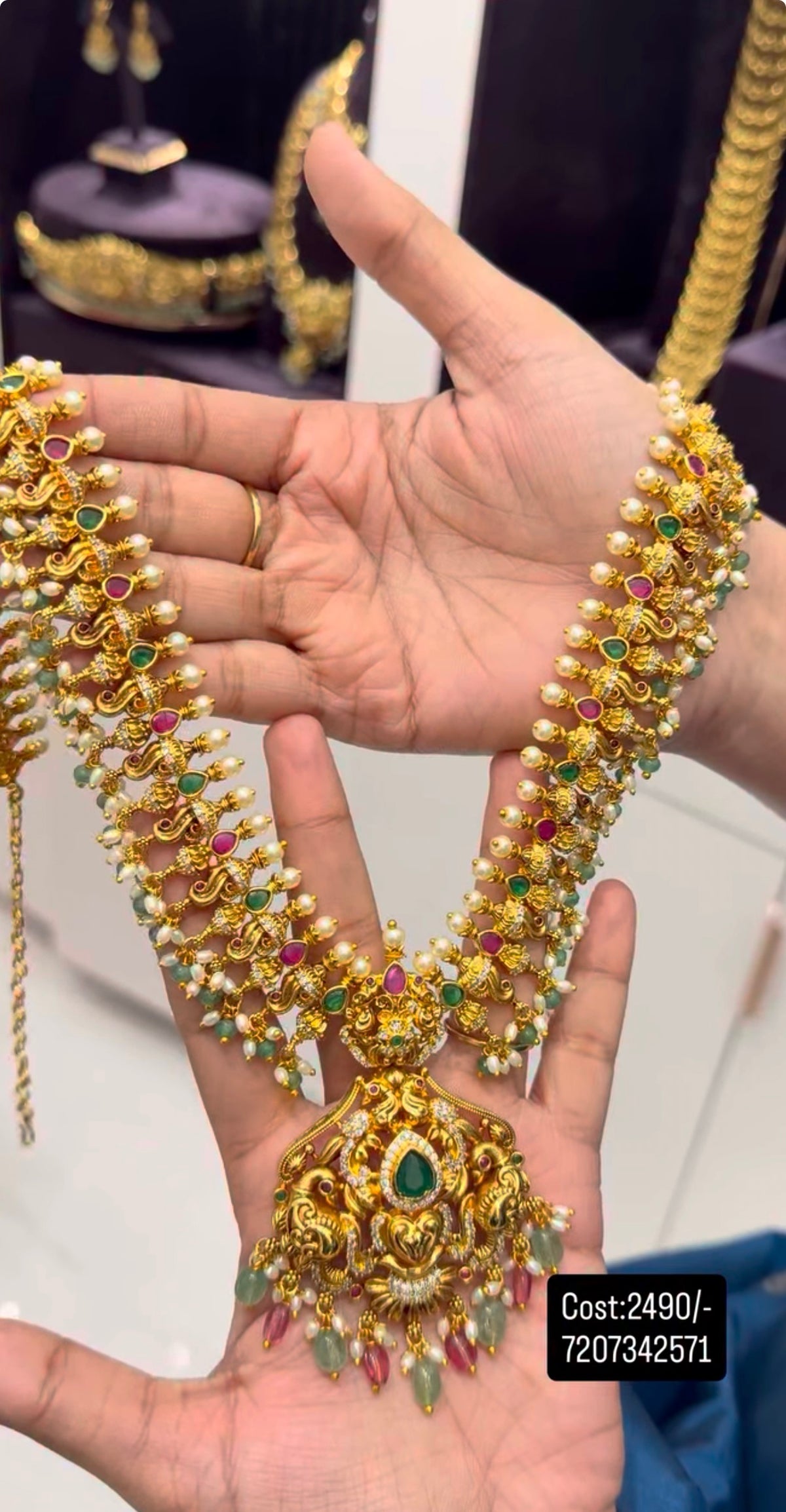 Beautiful simple multi stone haram  with pushback earrings