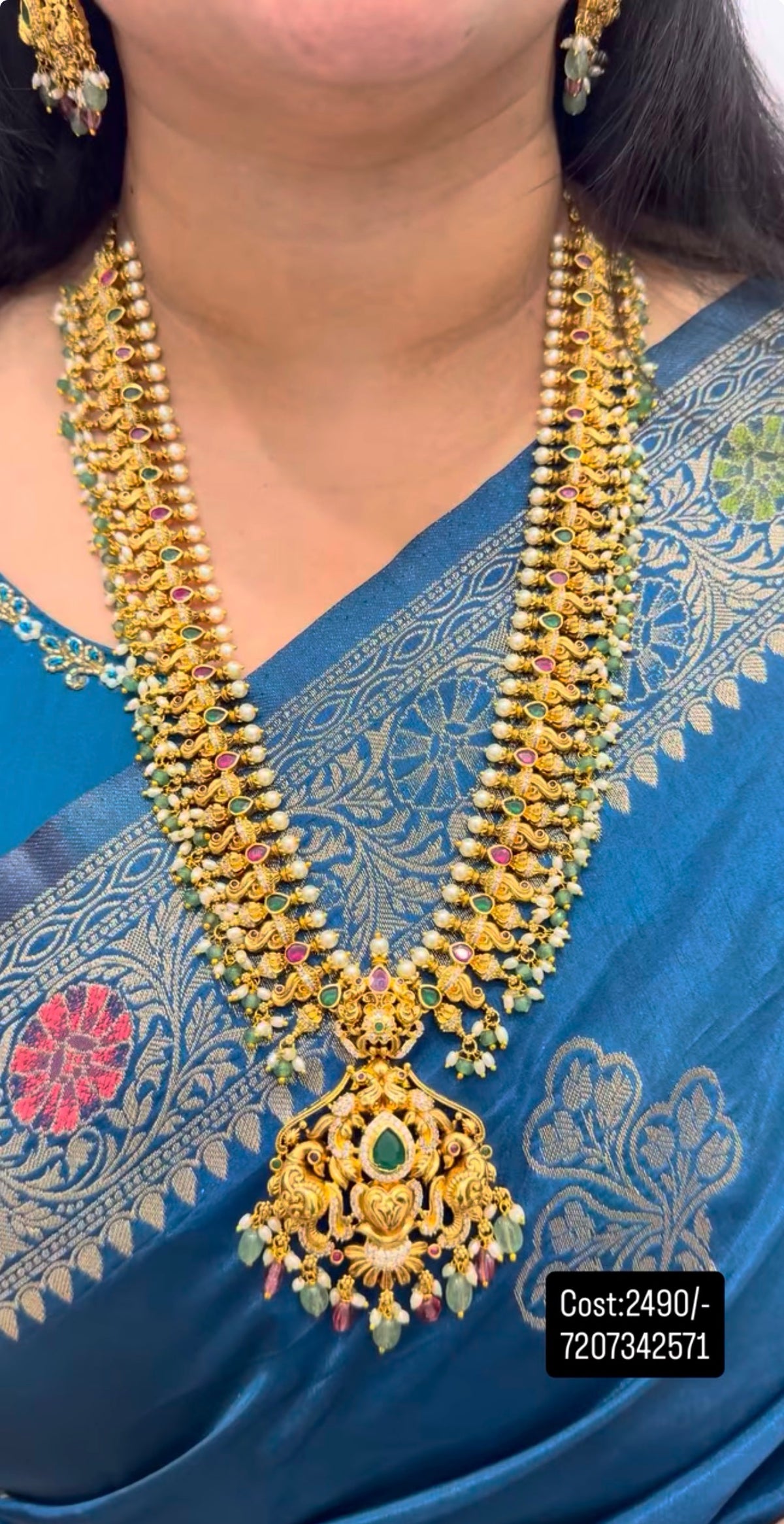 Beautiful simple multi stone haram  with pushback earrings