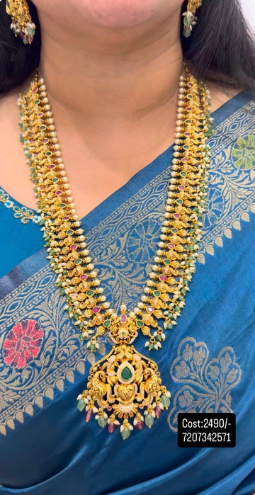 Beautiful simple multi stone haram  with pushback earrings