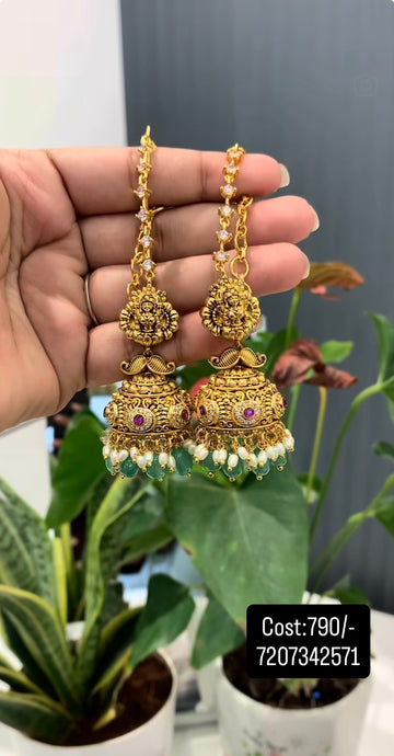 Beautiful Lakshmi devi jumkis attached with matilu