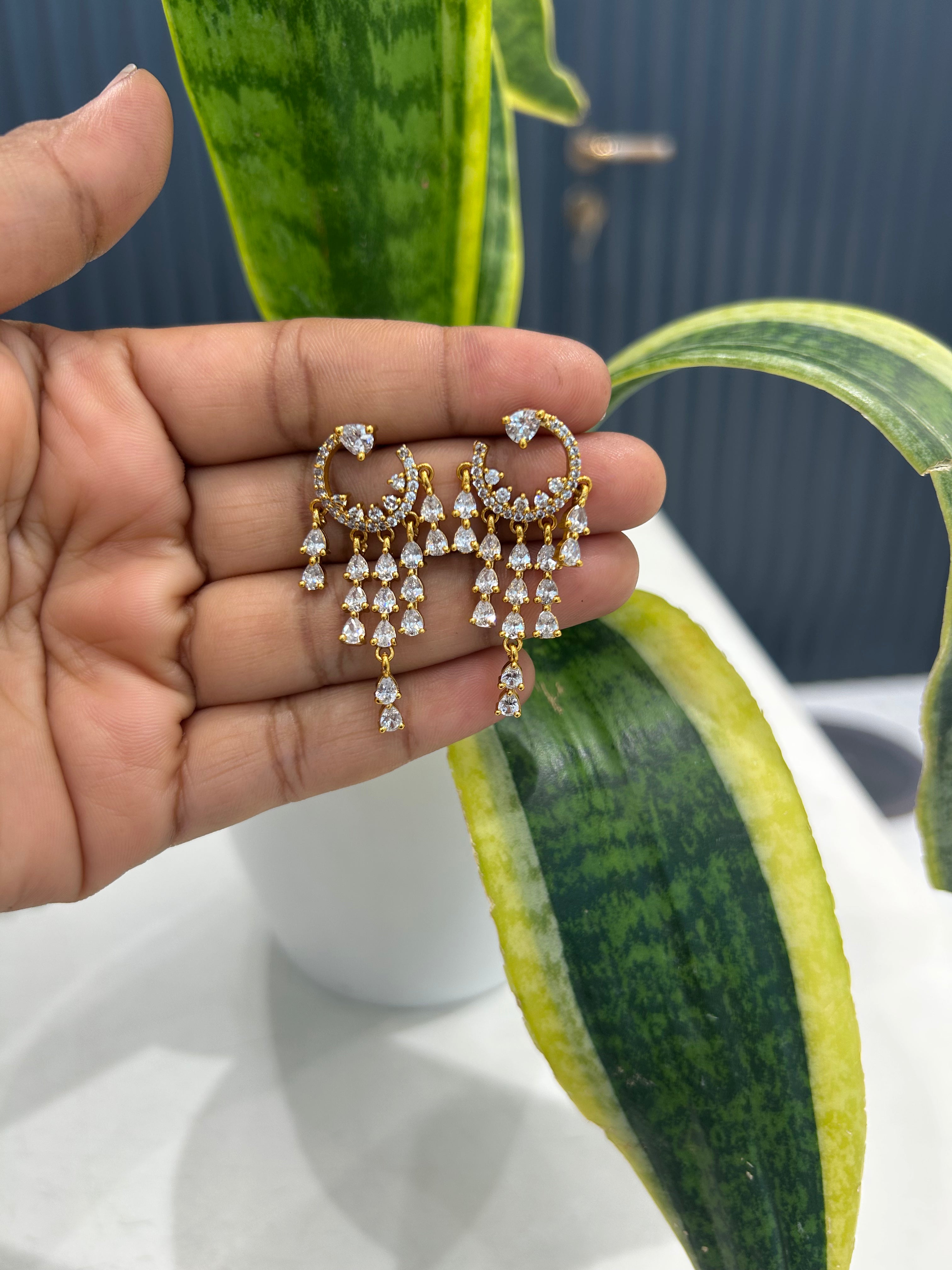 Beautiful white stone earrings with pushback