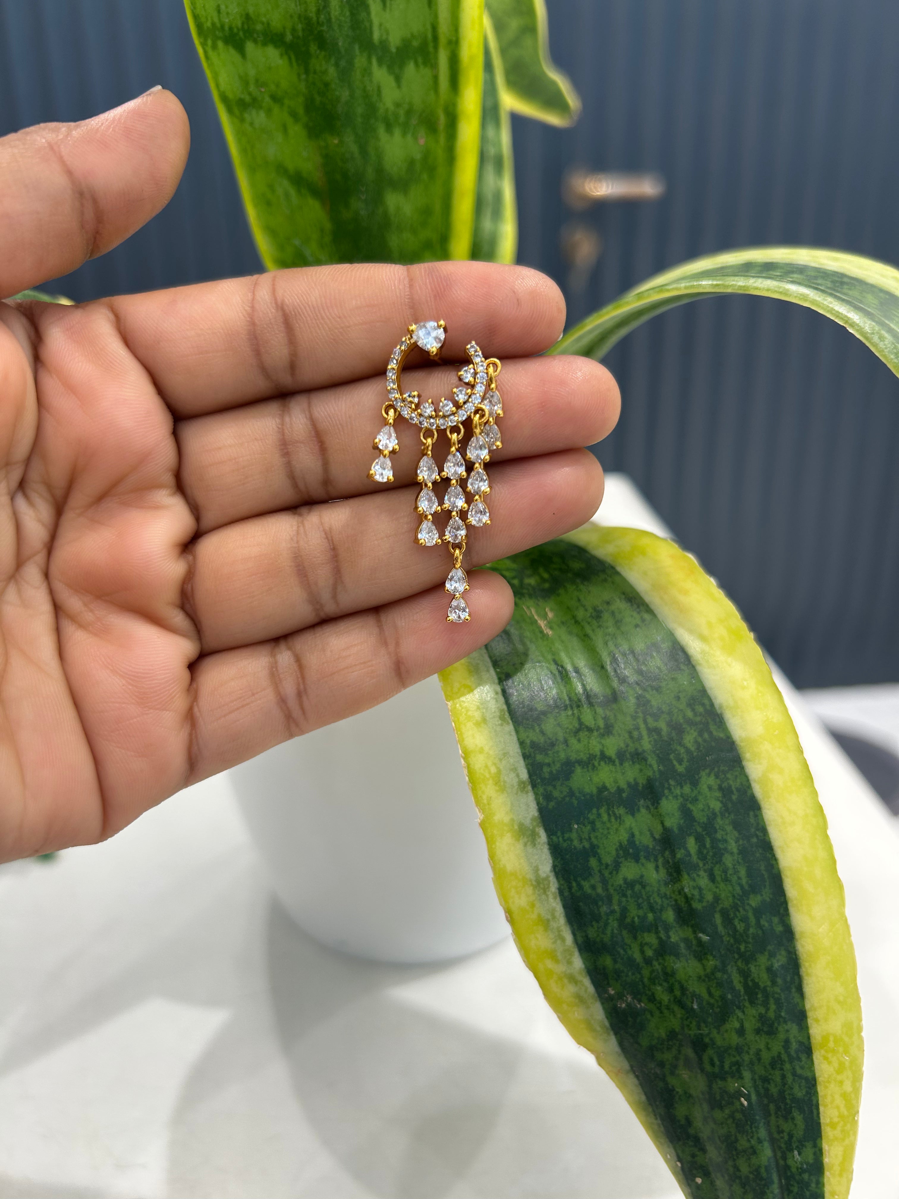 Beautiful white stone earrings with pushback