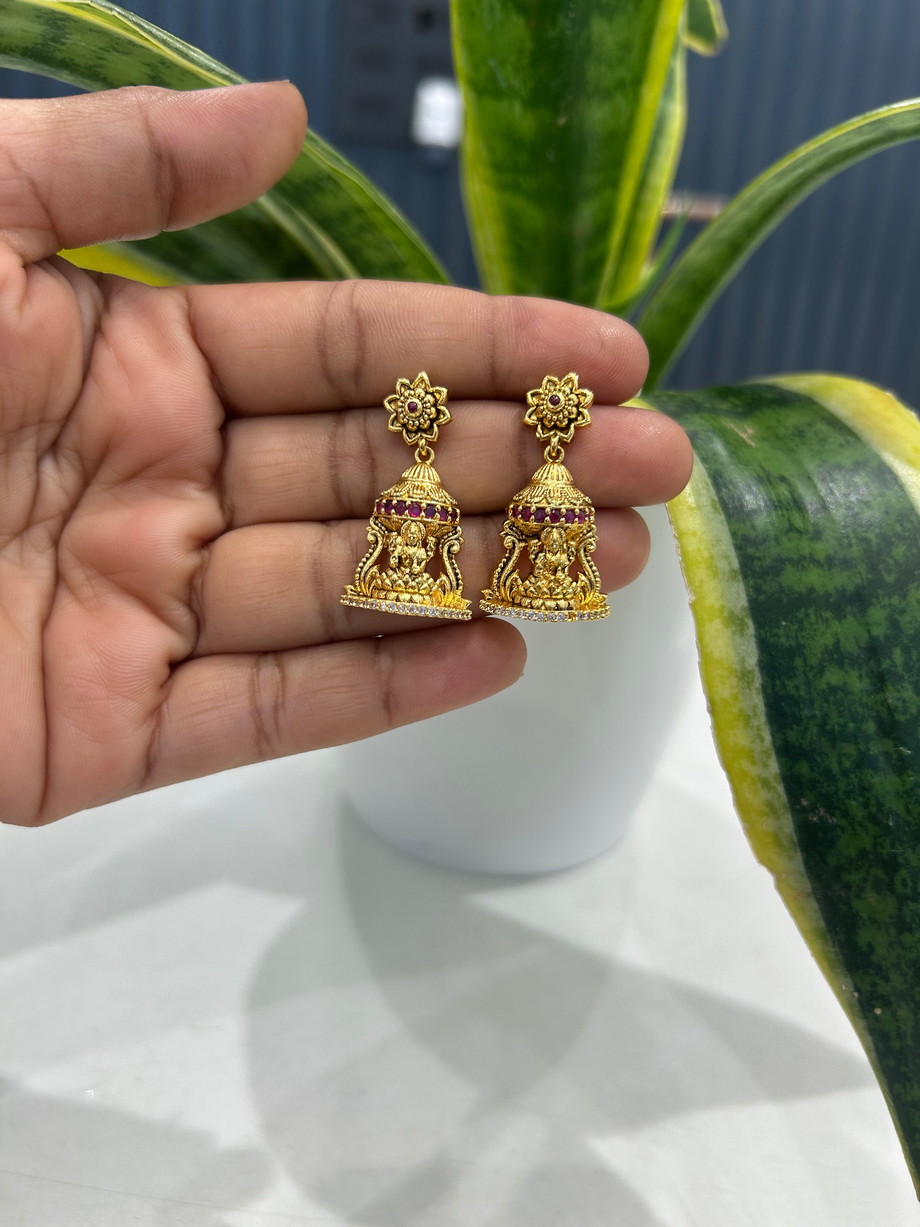 Beautiful Lakshmi devi earrings with pushback