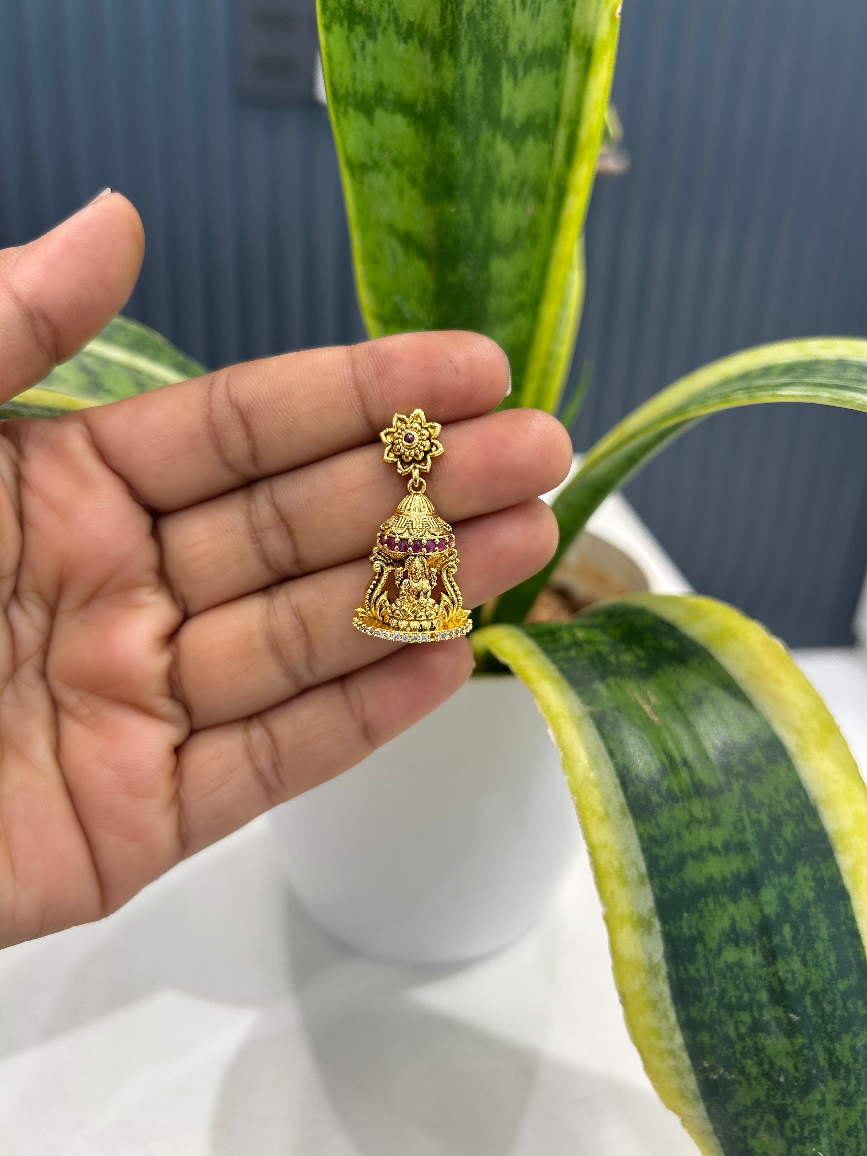 Beautiful Lakshmi devi earrings with pushback