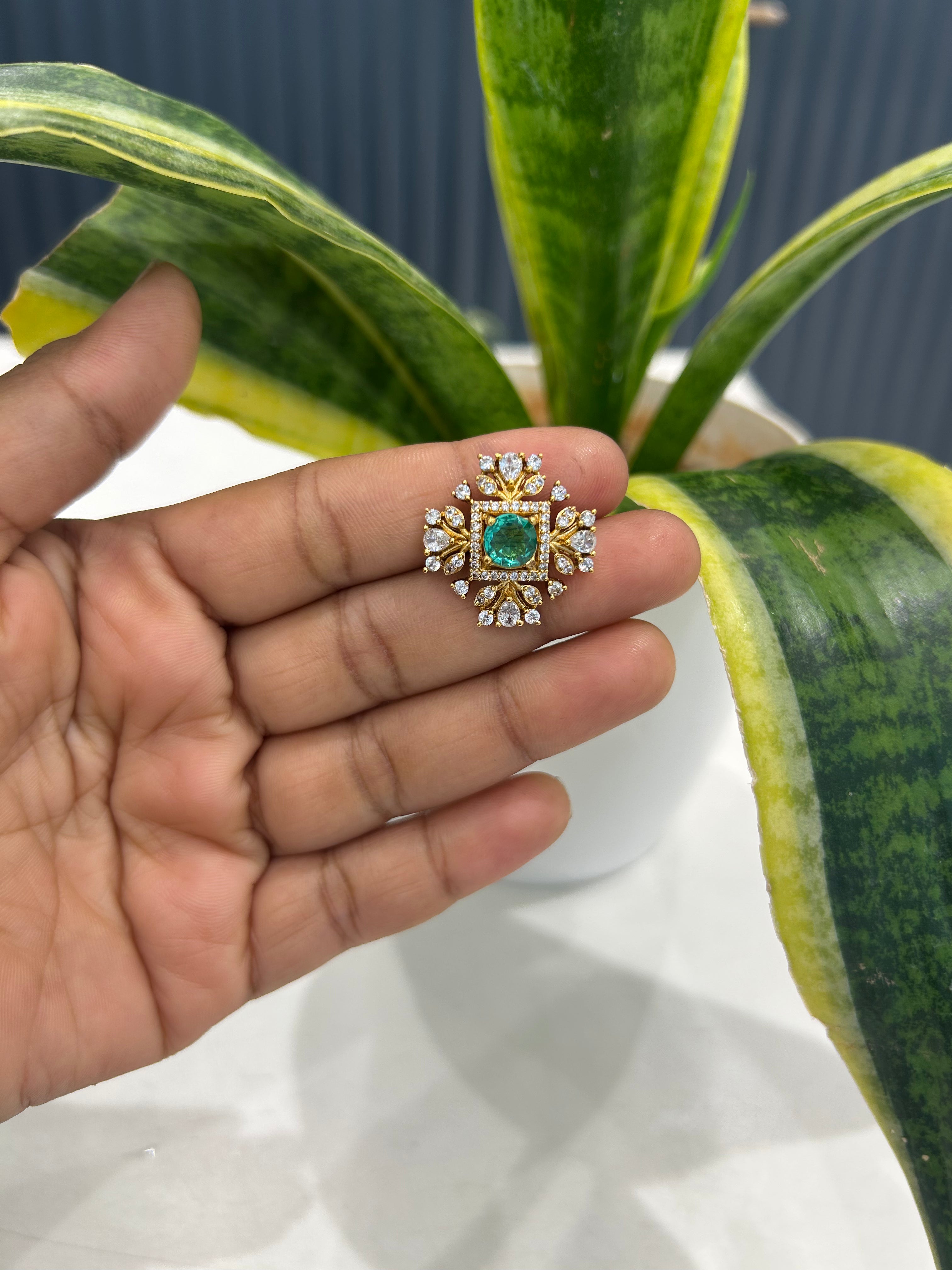 Beautiful green stone studs with pushback