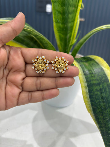 Beautiful CZ stone ,Lakshmi devi studs with pushback