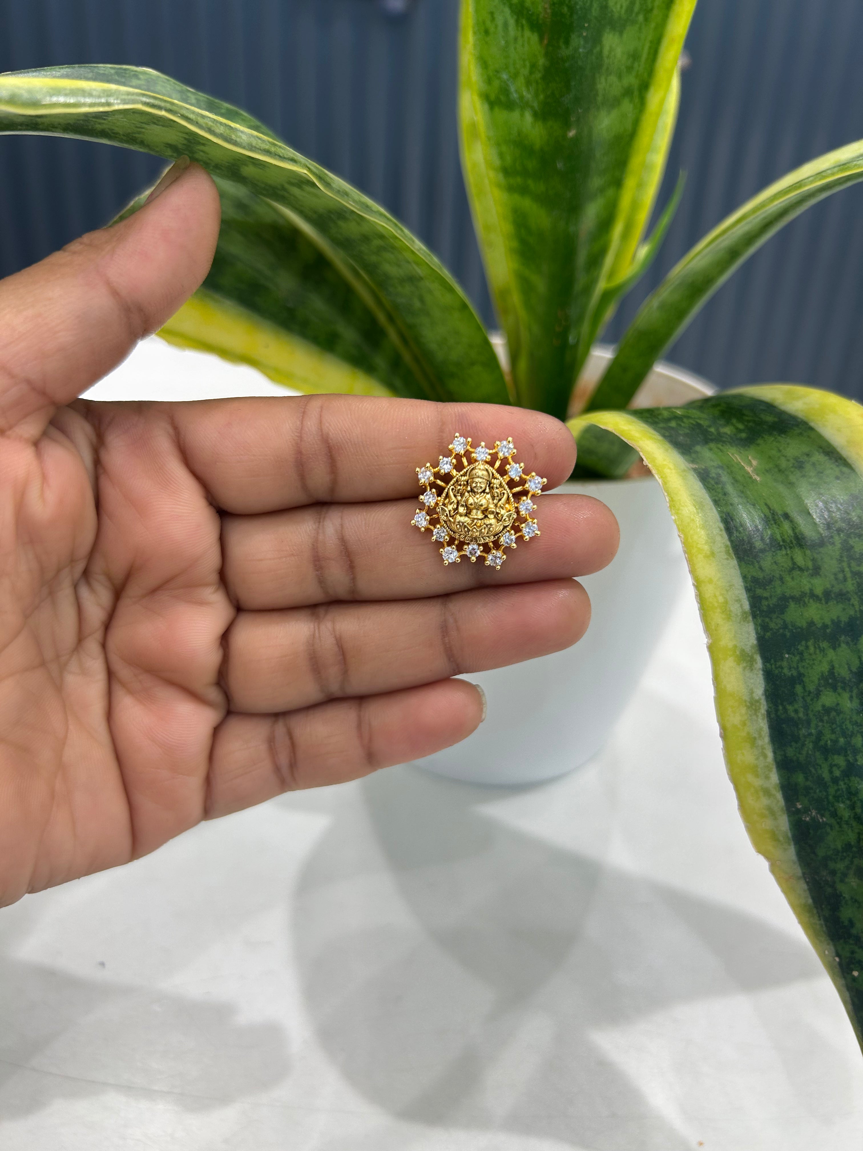 Beautiful CZ stone ,Lakshmi devi studs with pushback