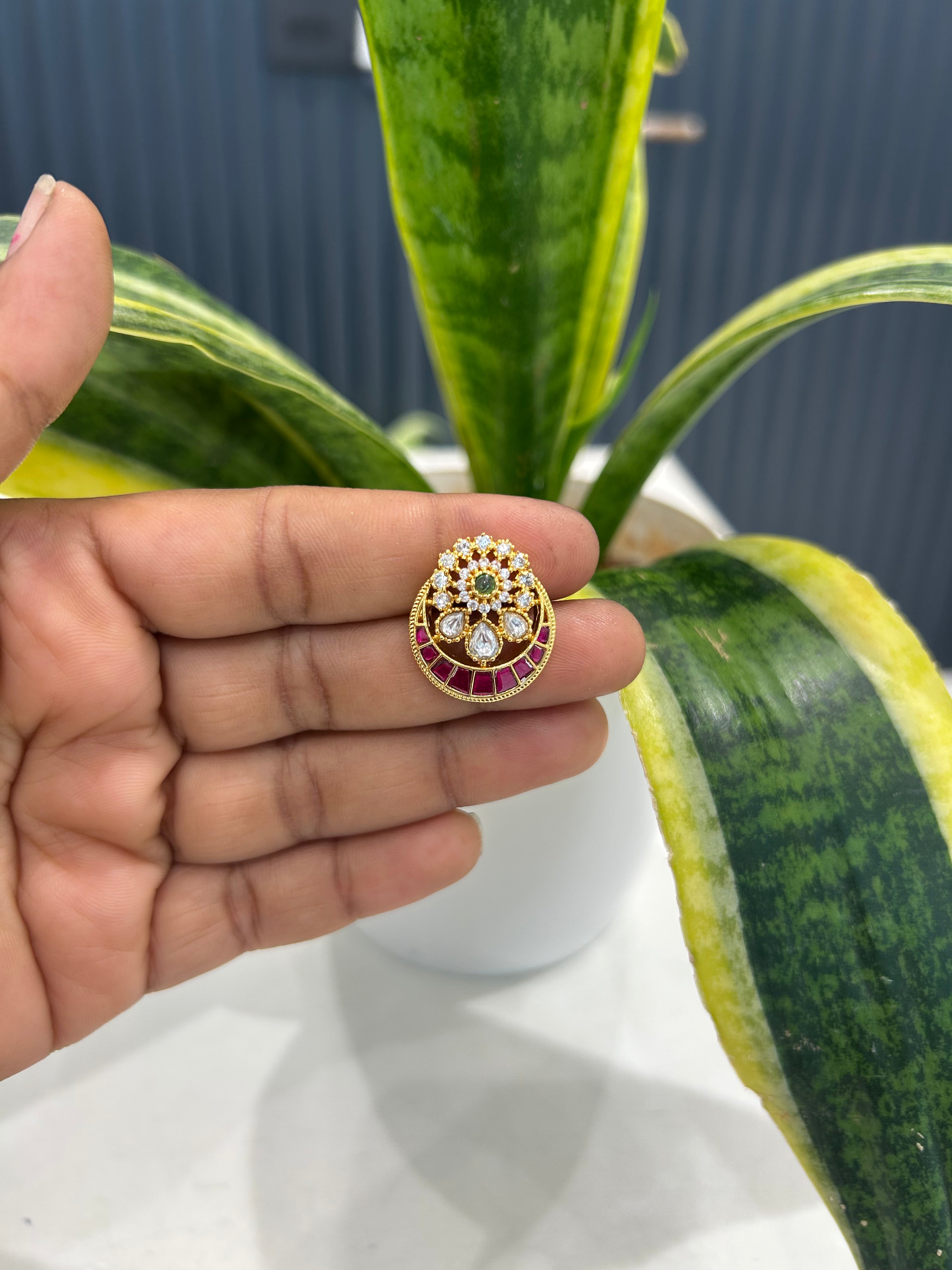 Beautiful jadau stone studs with pushback