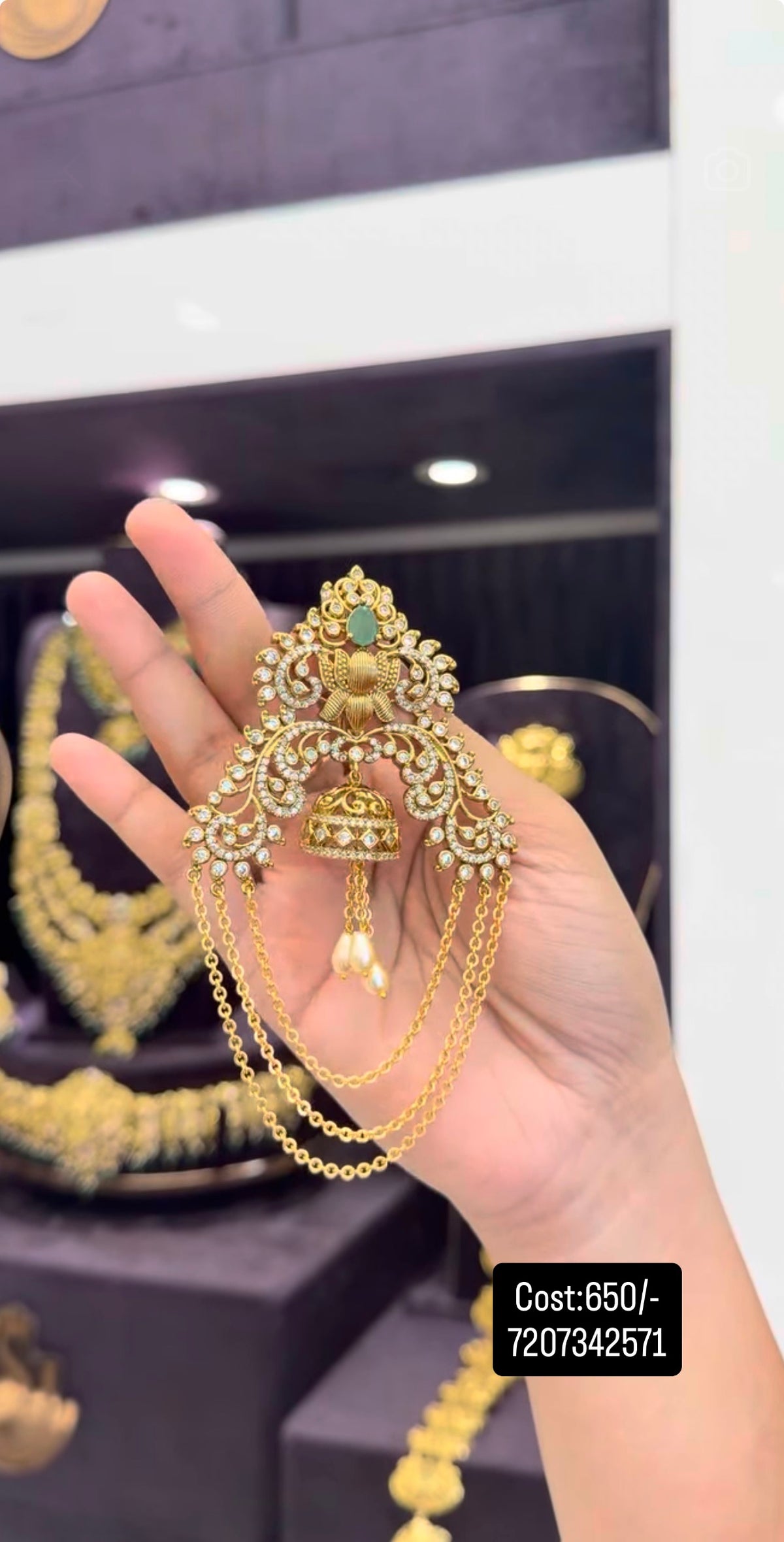 Beautiful Cz stones hair locket with backhook