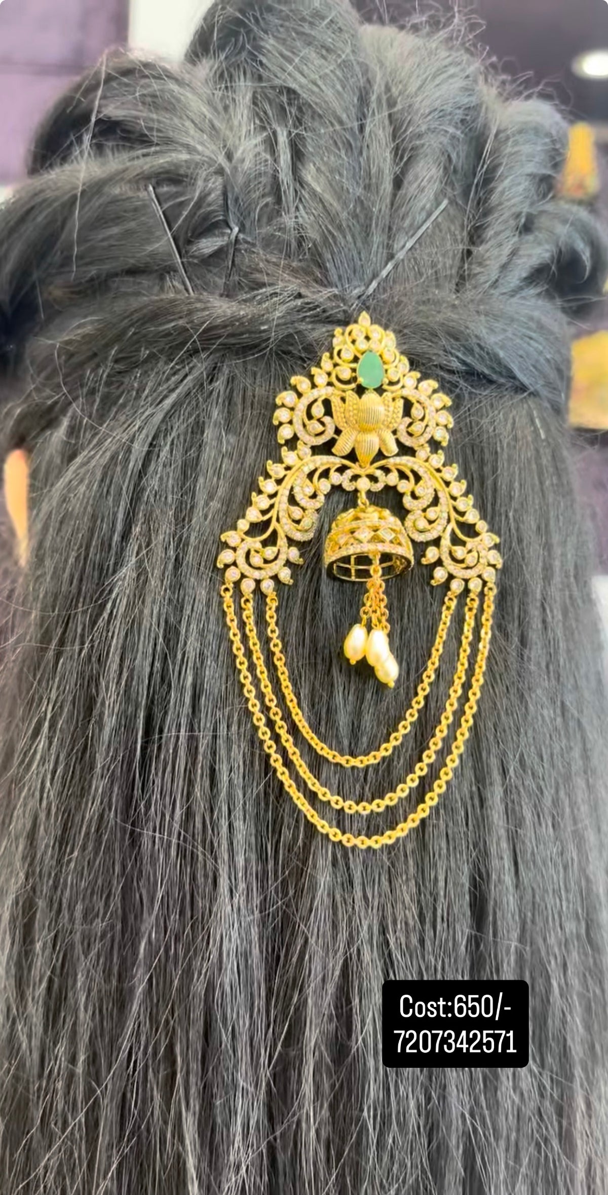 Beautiful Cz stones hair locket with backhook