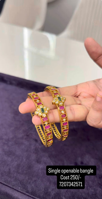 Beautiful pink stone openable bangle (single bangle)
