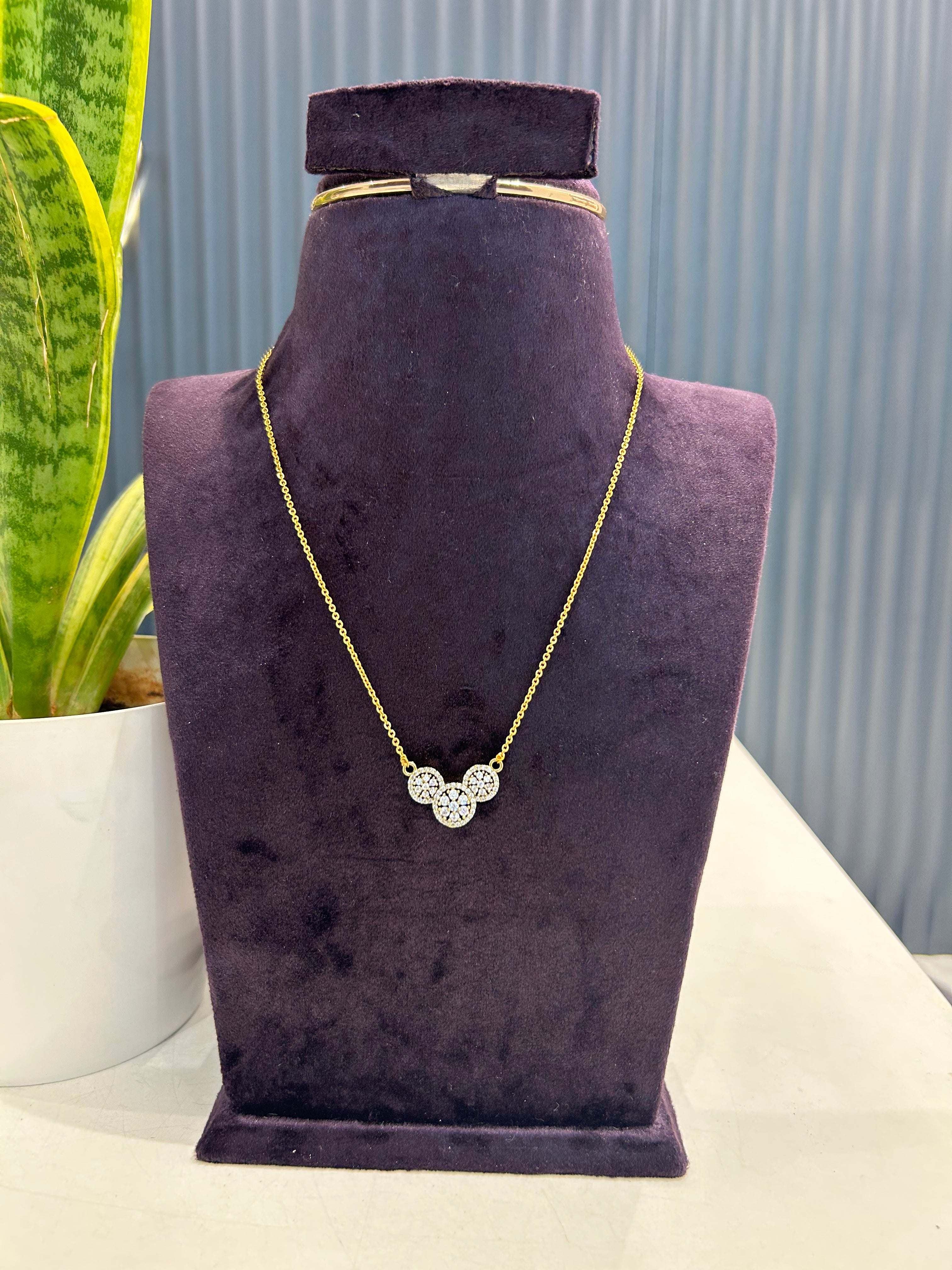 Beautiful white stone pendant with chandraharam chain 18 inchs long