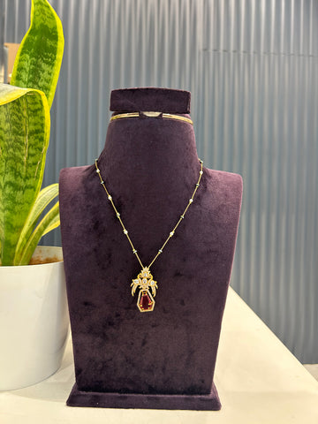Beautiful red colour peacock design pedant with chain 18 inchs long