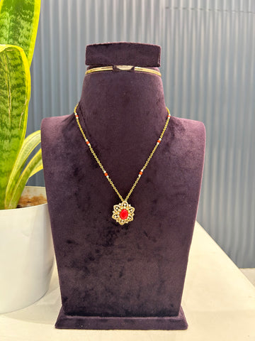 Beautiful pagadam stone pendant with chandraharam chain 18 inchs long