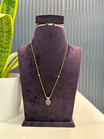 Beautiful white stone locket with chandraharam chain 18 inchs long