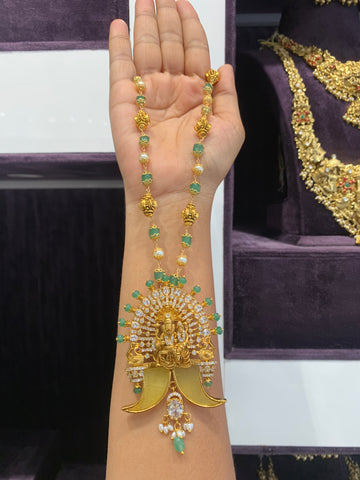 Beautiful narasimha swamy pendant tiger nail with nakshi balls & beads mala 18 to 20 inchs