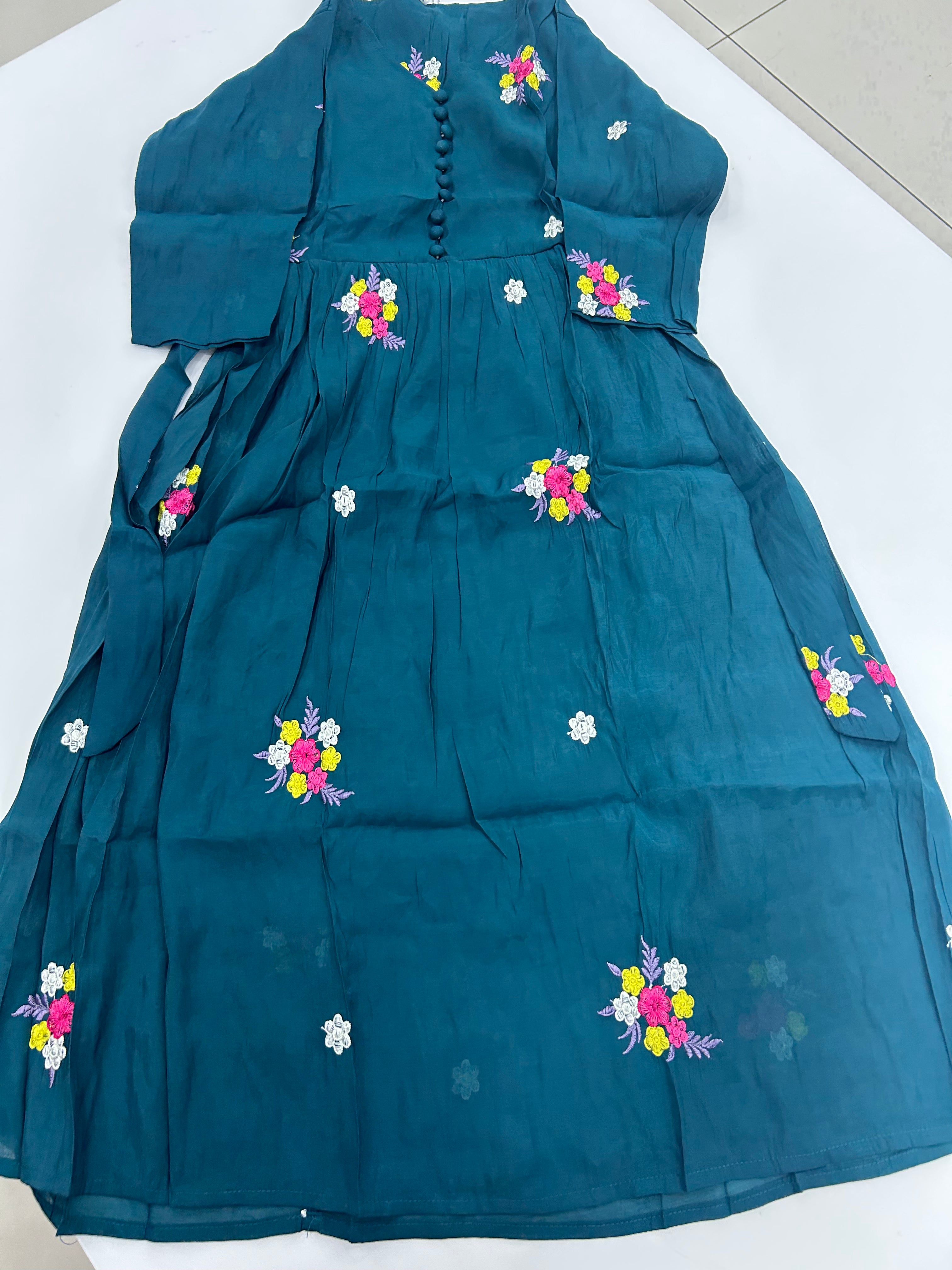 Beautiful mul chenderi frock