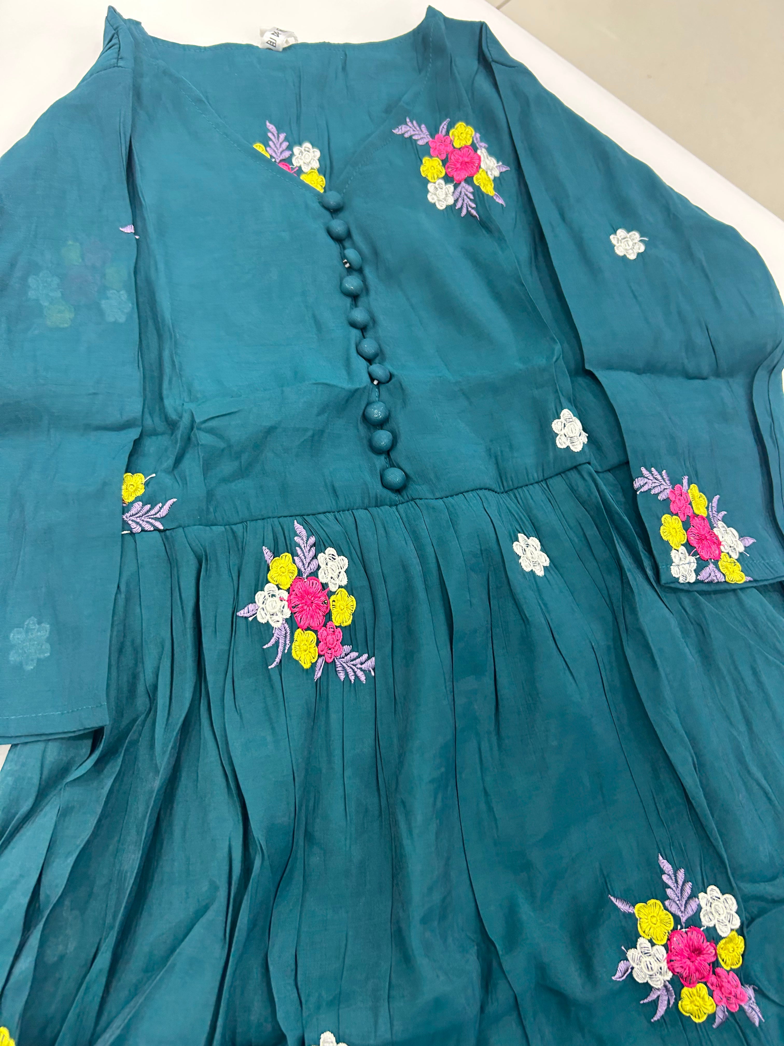 Beautiful mul chenderi frock