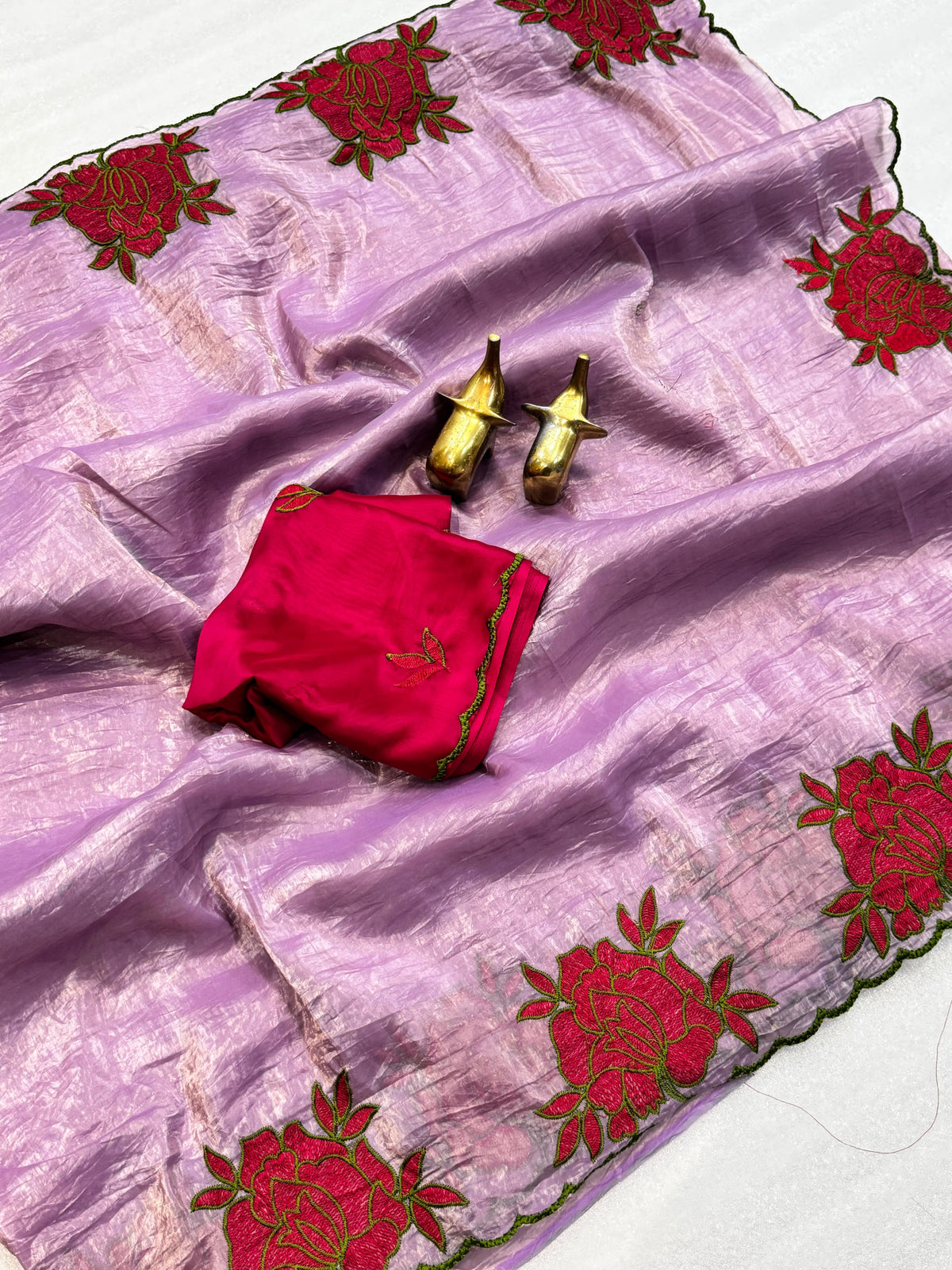 Soft gold crush silk saree