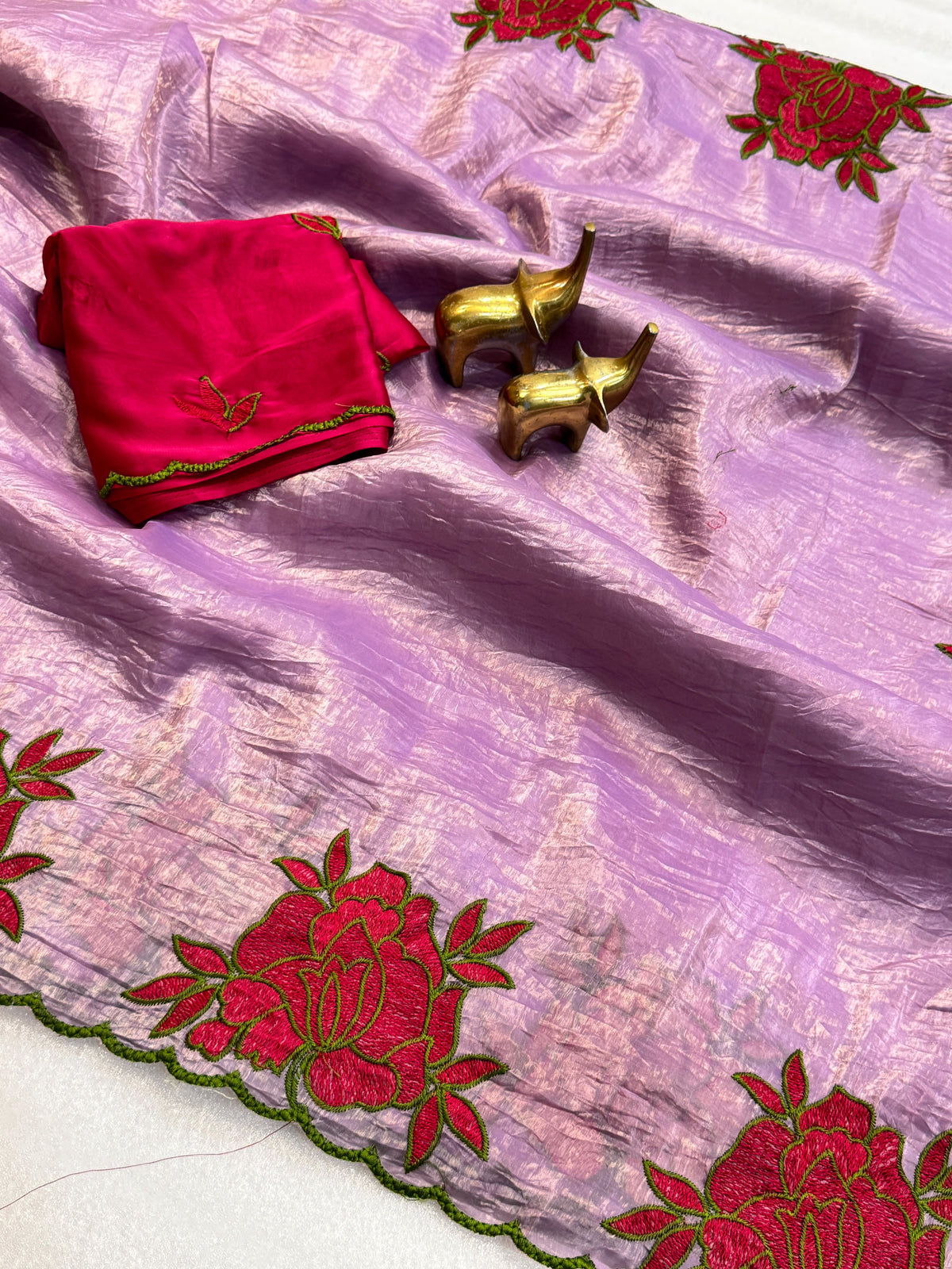 Soft gold crush silk saree