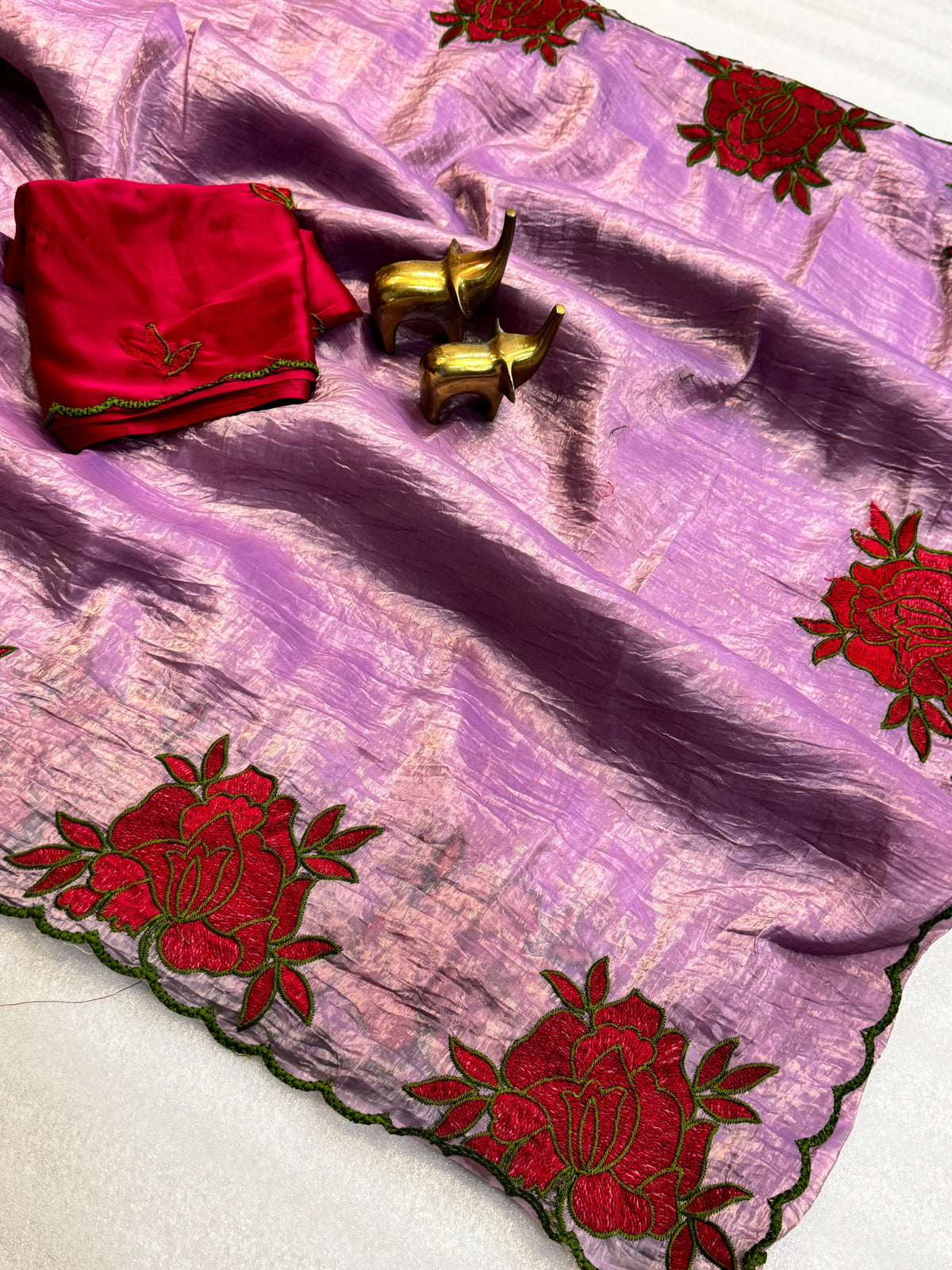Soft gold crush silk saree