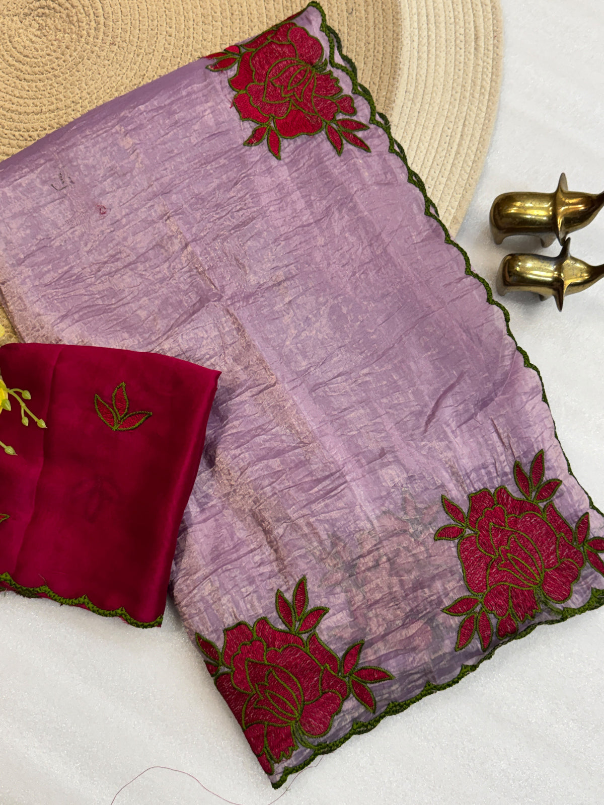 Soft gold crush silk saree