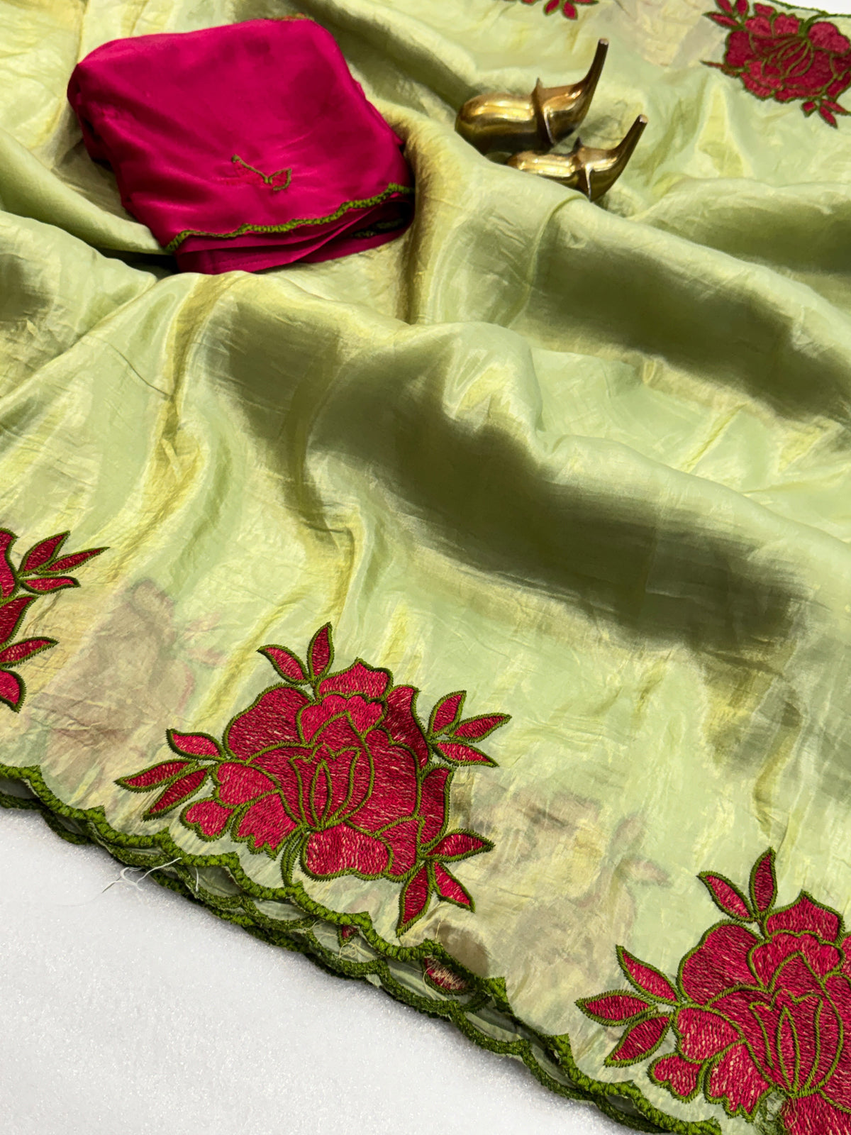 Soft gold crush silk saree