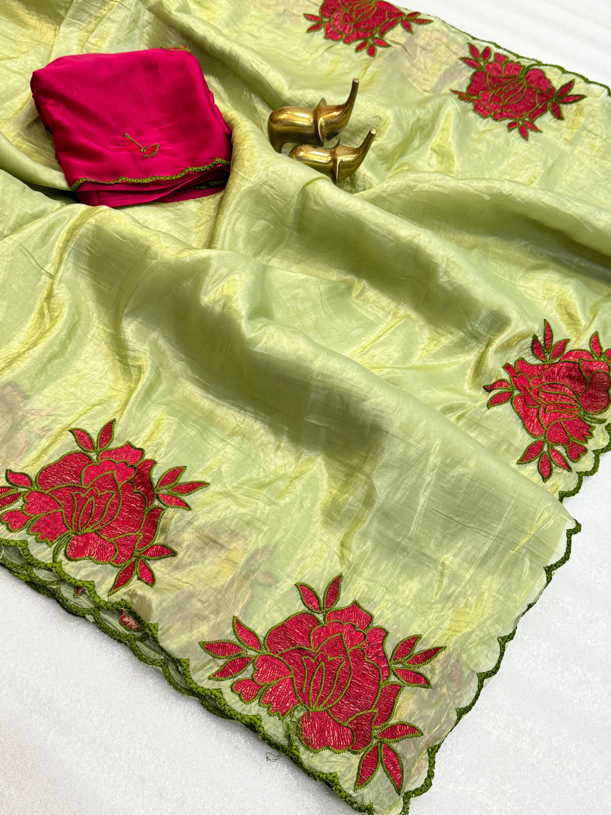 Soft gold crush silk saree
