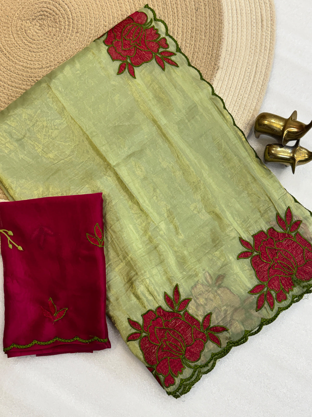 Soft gold crush silk saree