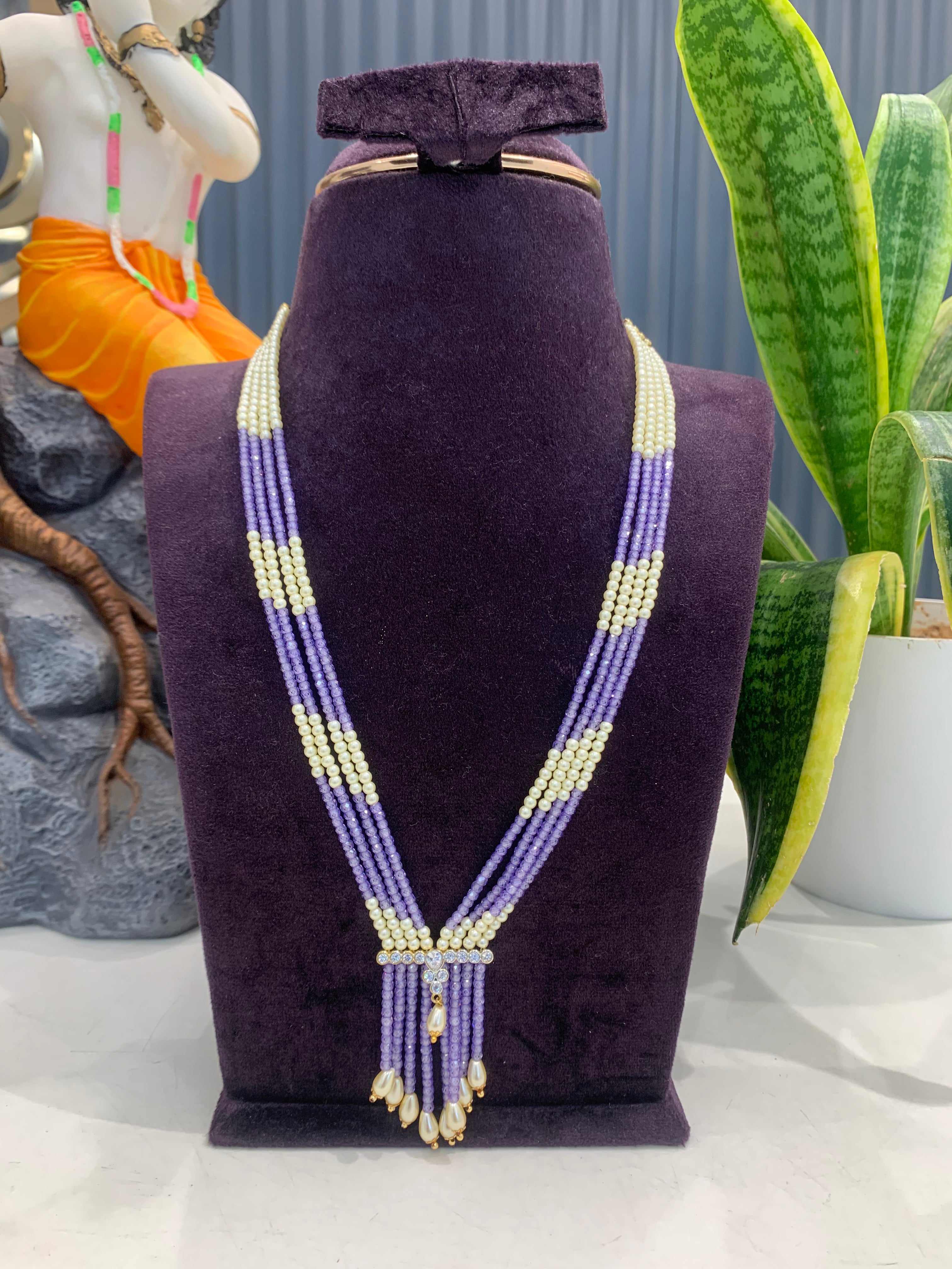 Beautiful crystal beads mala with white stones locket